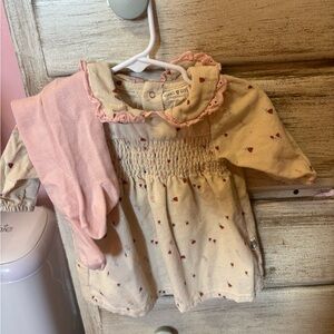 Rabbit & Bear Cream Baby Dress with Pink Accents